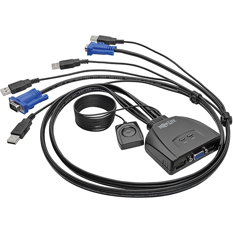 Tripp Lite 2-Port USB/VGA Cable KVM Switch with Cables and USB Peripheral Sharing (B032-VU2) image 1