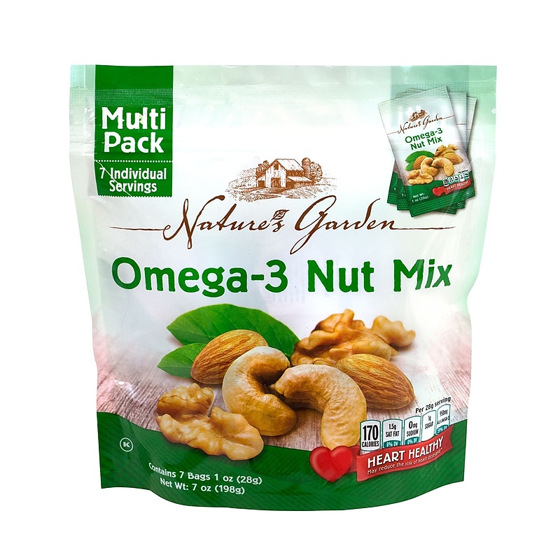 Nature's Garden Omega-3 Roasted Mixed Nuts, 1.2 oz., 7 Bags/Pack, 6/Pack (294-00007) image 1