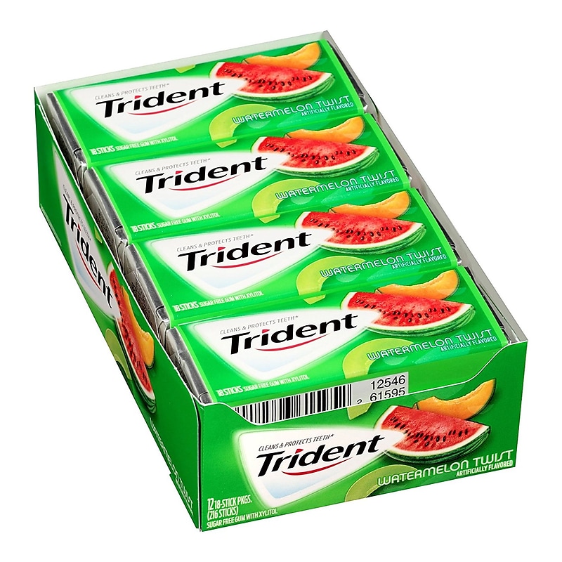Trident Sugar Free Watermelon Twist Gum, 14 Pieces/Pack, 12/Packs (209-02518) image 1