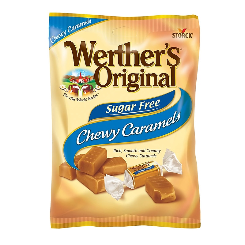 Werther's Original Sugar Free Chewy Caramel Candy, 1.46 oz., 12 Bags/Pack (302-00005) image 1