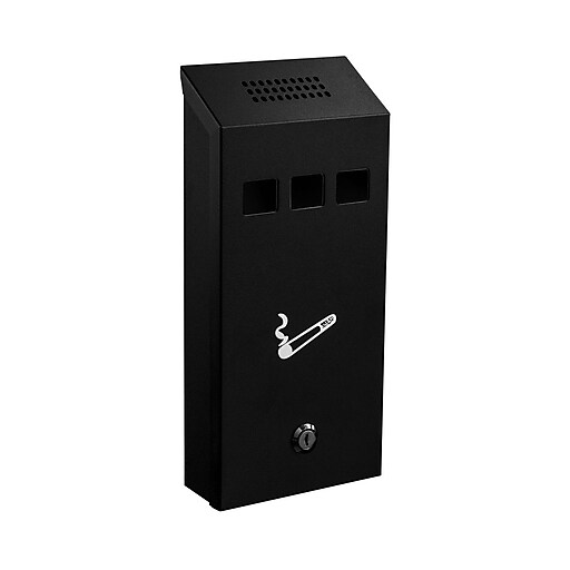 Alpine Industries Steel Wall Mounted Cigarette Trash Can, Black (49003BLK) at Staples