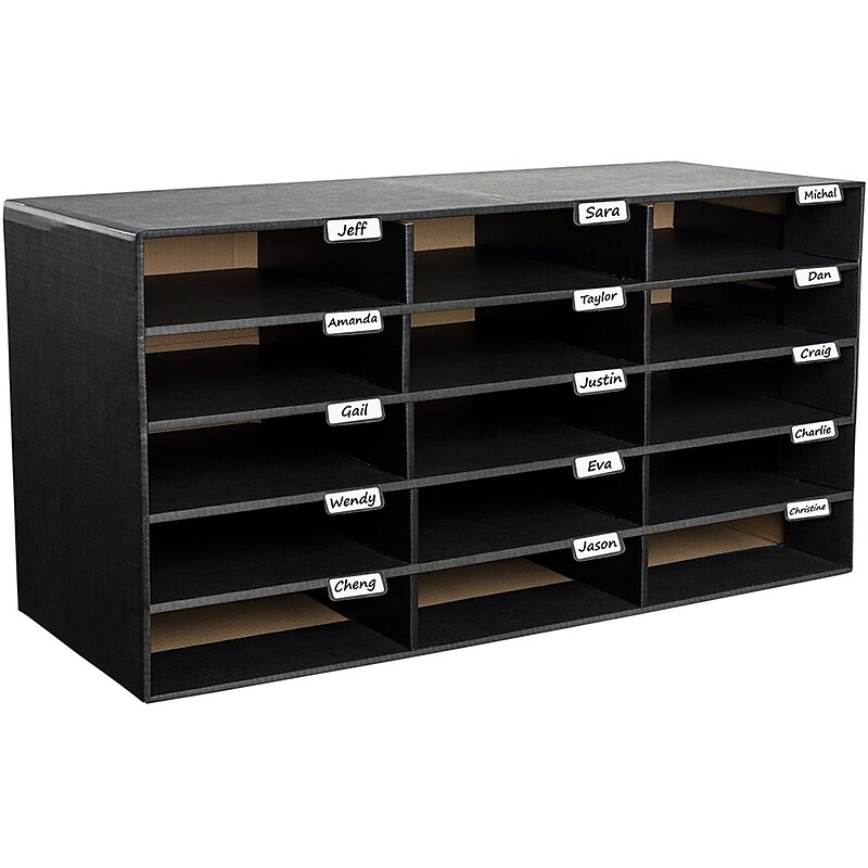 AdirOffice 15-Compartment Literature Organizer, 32" x 13", Black (501-15-BLK) image 1