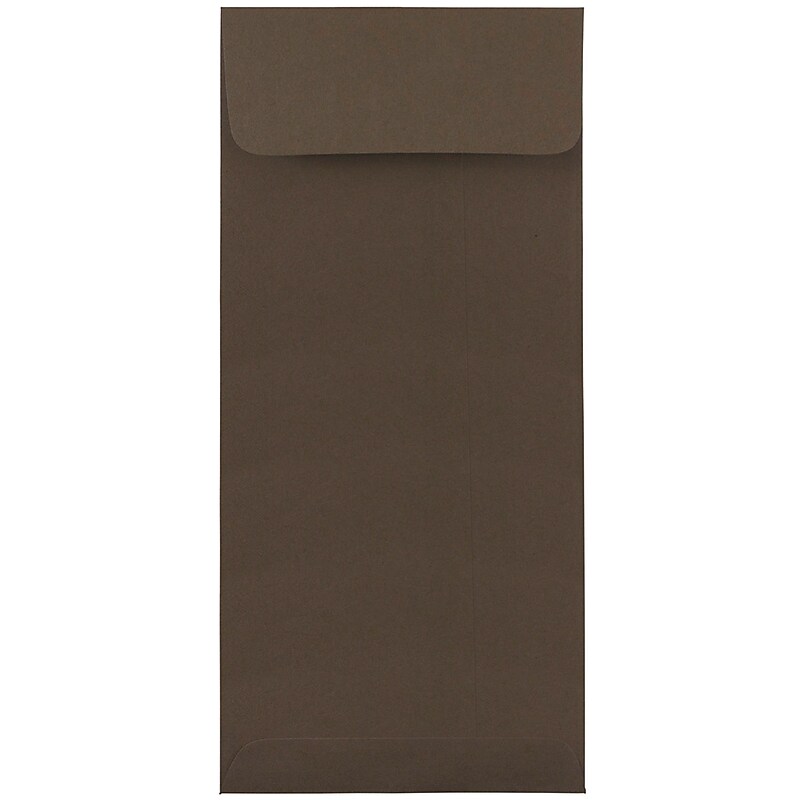 JAM Paper Open End #10 Currency Envelope, 4 1/8" x 9 1/2", Chocolate Brown, 50/Pack (900940724I) image 1
