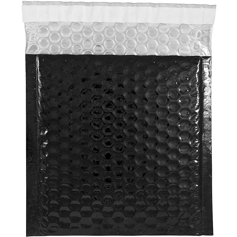 Bubble Padded Mailers with Peel and Seal Closure, CD Size, 6 x 6.5, Black Metallic, 12/Pack (2744430) image 1