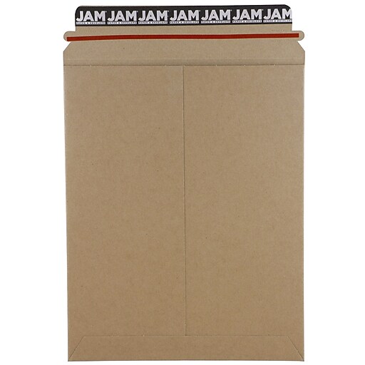 JAM Paper® StayFlat Photo Mailer Envelopes, 9 x 11.5, Brown Kraft