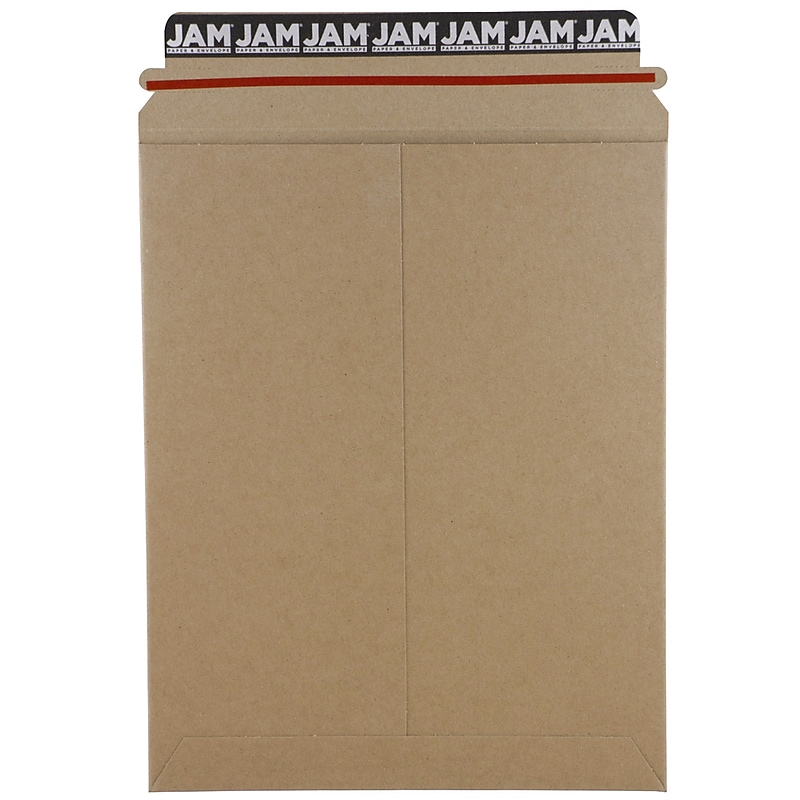 JAM Paper® Stay-Flat Photo Mailer Envelopes, 9 x 11.5, Brown Kraft, Self-Adhesive Closure, 6 Rigid Mailers/Pack (8866643B) image 1