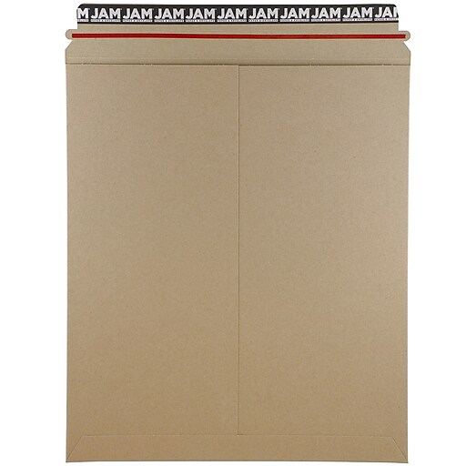 JAM Paper® StayFlat Photo Mailer Envelopes, 12.75 x 15, Brown Kraft