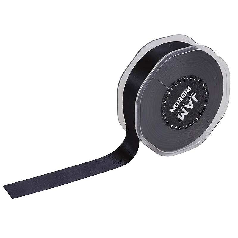JAM Paper Double Faced Satin Ribbon, Black (807SABL25) image 1