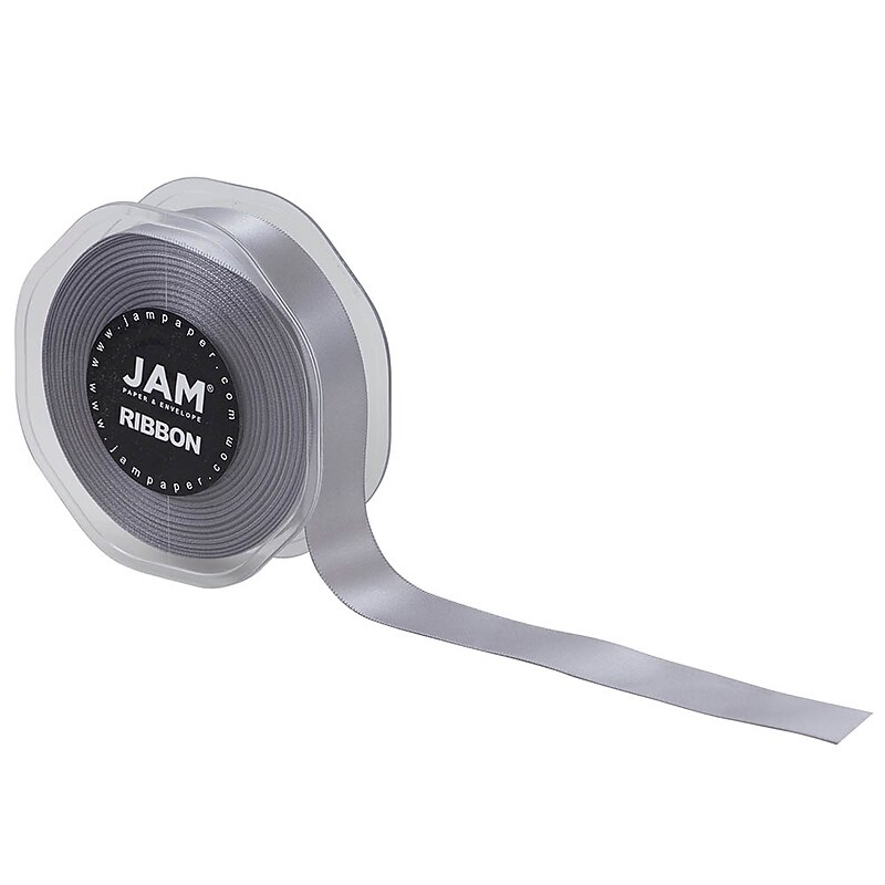 JAM Paper Double Faced Satin Ribbon, Silver (807SASI25) image 1