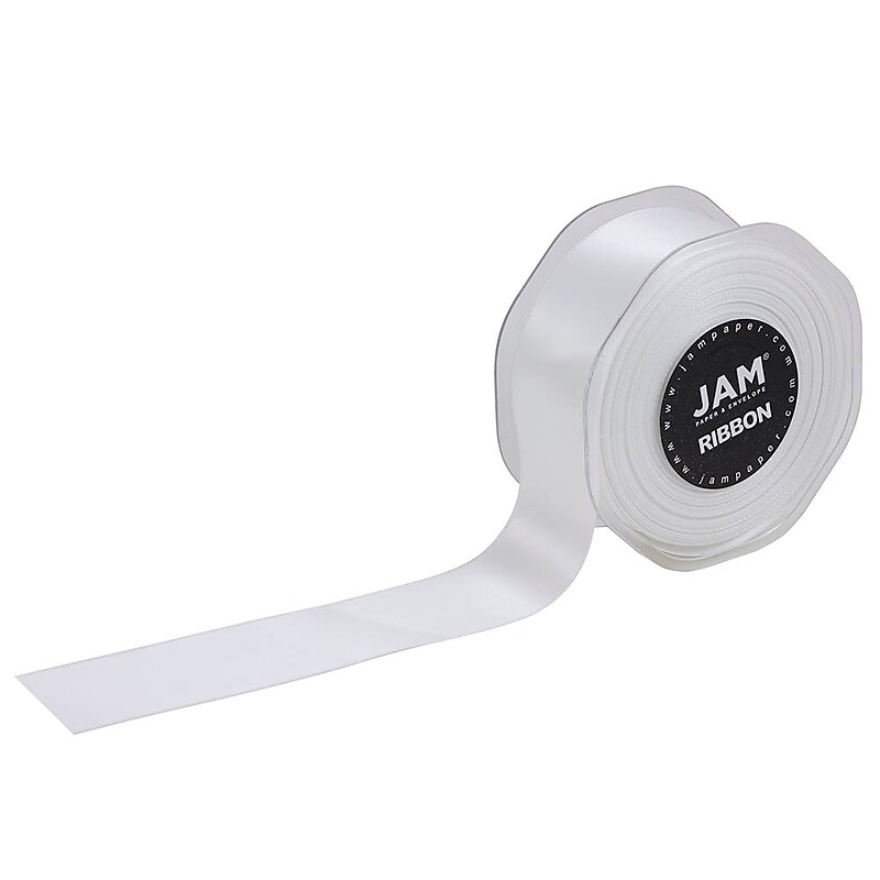 JAM Paper Double Faced Satin Ribbon, White (808SAWH25) image 1