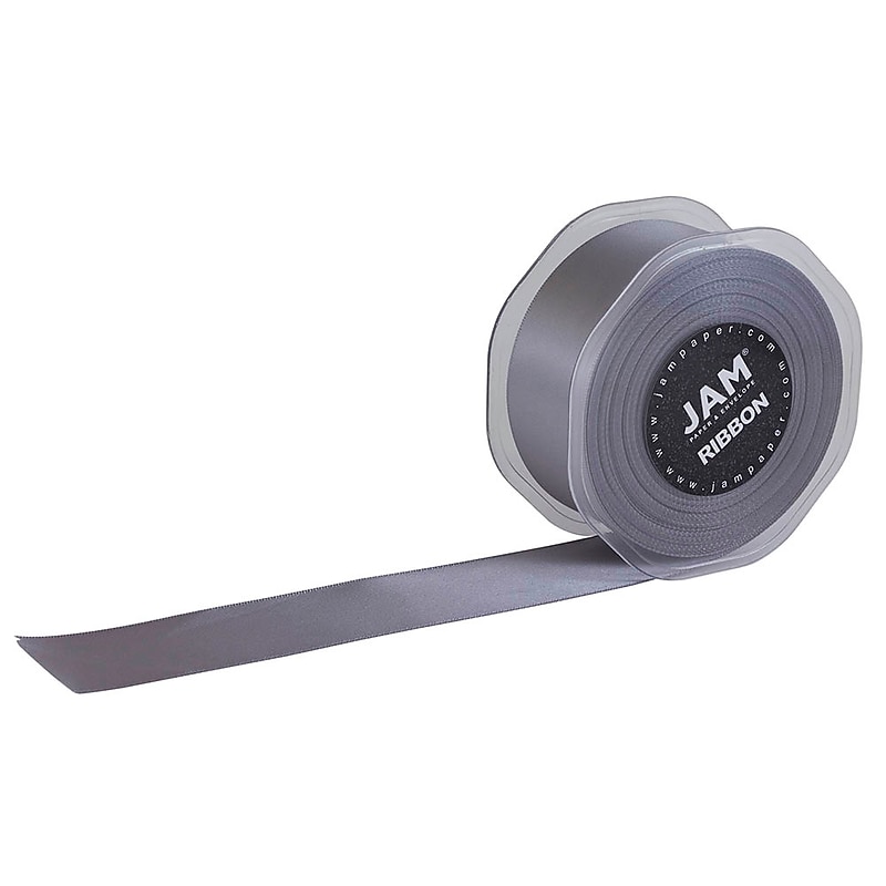 JAM Paper Double Faced Satin Ribbon, Silver (808SASI25) image 1