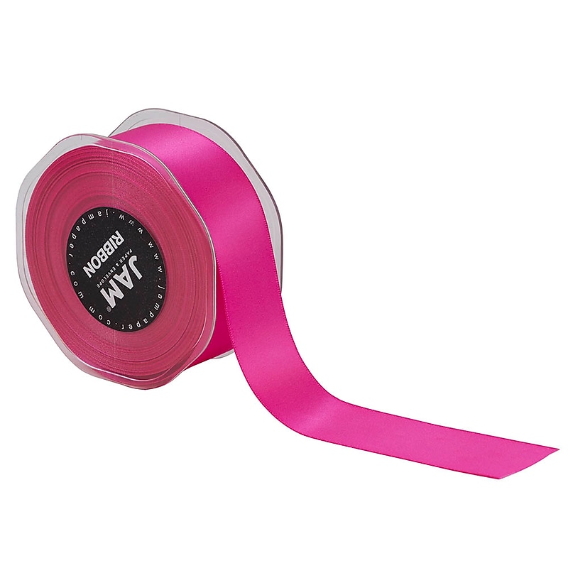 JAM Paper Double Faced Satin Ribbon, Shocking Pink (808SASHPI25) image 1