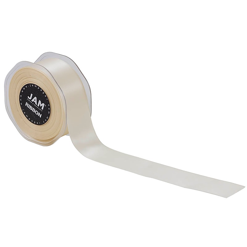 JAM Paper Double Faced Satin Ribbon, Ivory (808SAIV25) image 1
