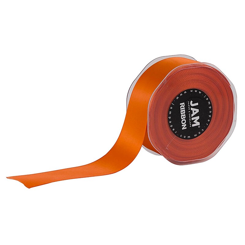 JAM Paper Double Faced Satin Ribbon, Orange (808SAOR25) image 1