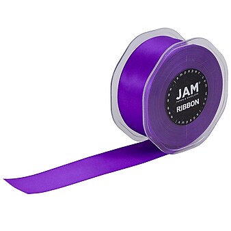 JAM Paper® Double Faced Satin Ribbon, 1 1/2 Inch Wide x 25 Yards, Purple, Sold Individually (808SAPU25)