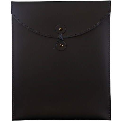 JAM Paper® Leather Portfolio Open End Envelope with Button and String