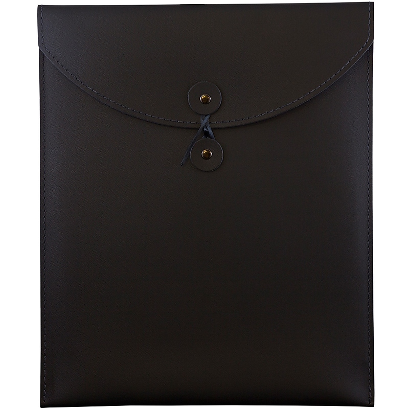 JAM Paper® Leather Portfolio Open End Envelope with Button and String, 9.5 x 12.5, Black, Sold Individually (CF65LBL) image 1