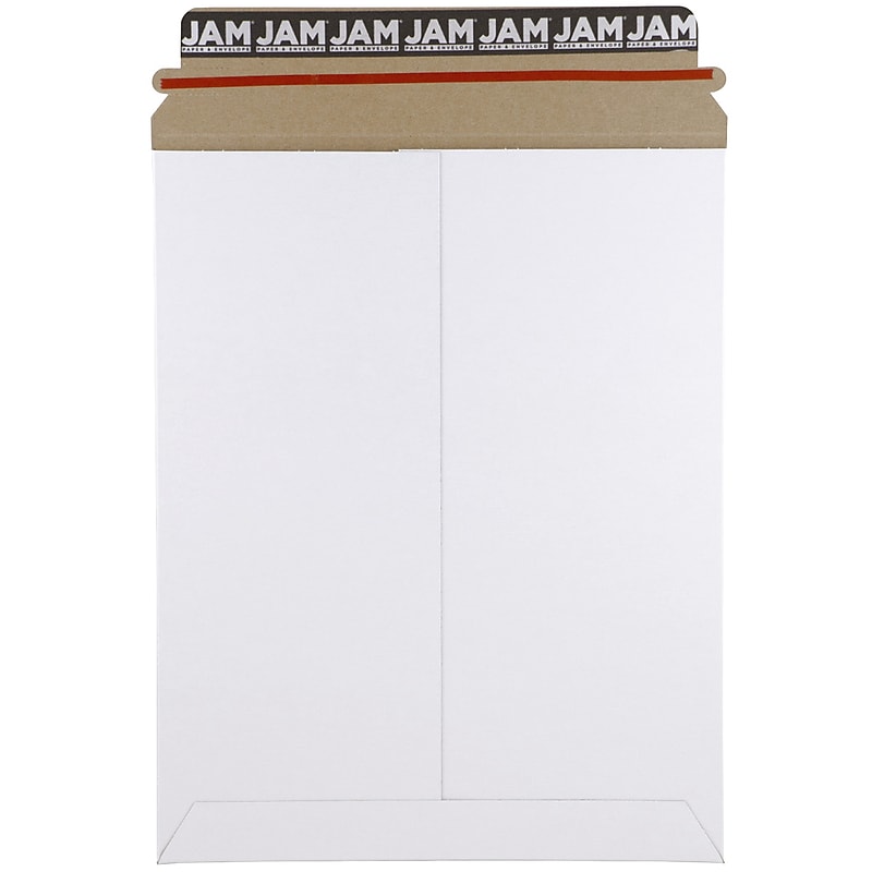 JAM Paper® Stay-Flat Photo Mailer Stiff Envelopes with Self-Adhesive Closure, 9 x 11.5, White, 6 Rigid Mailers/Pack (2PSWB) image 1