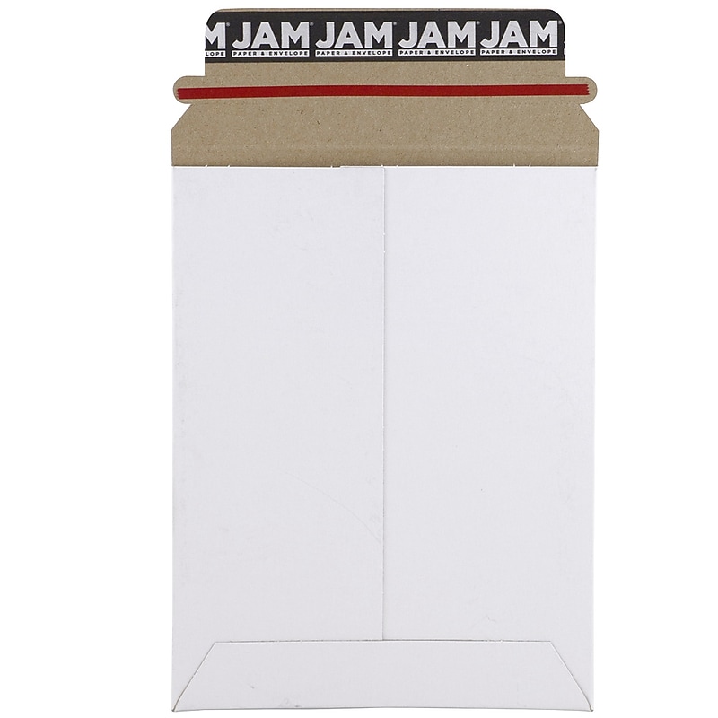 JAM Paper® Stay-Flat Photo Mailer Stiff Envelopes with Self-Adhesive Closure, 6 x 8, White, 6 Rigid Mailers/Pack (1PSWB) image 1