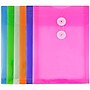 JAM Paper Standard Plastic Filing Envelope with Button & String Closure, Assorted Colors, 6/Pack (472B1ASSRTD)~#|#~m006948602_sc7