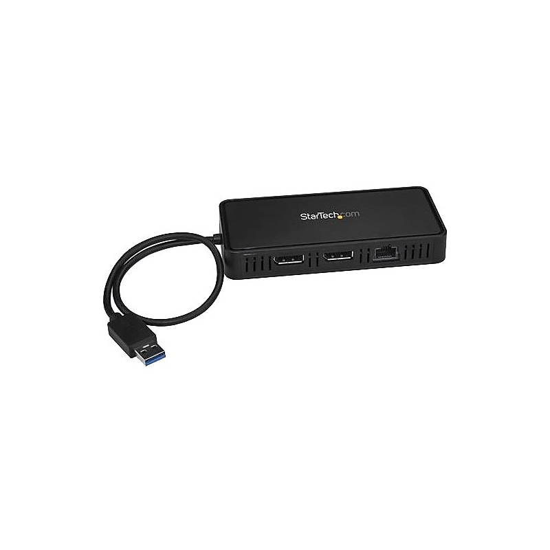 StarTech® USB to Dual DisplayPort Mini Docking Station, Dual 4K 60Hz, GbE, USB 3.0, Dual Monitor Mini Dock, DisplayPort Hub image 1