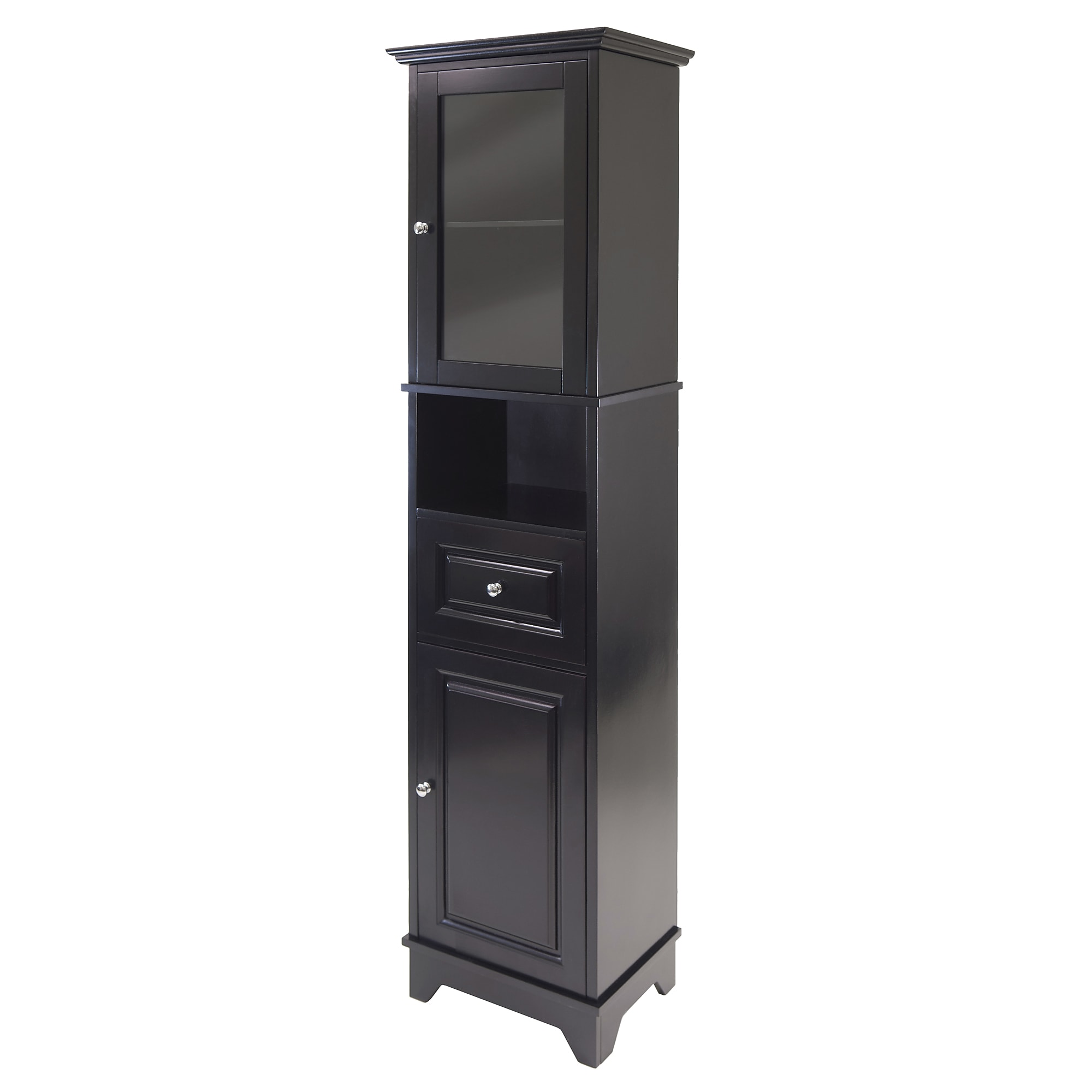 Winsome 1-Drawer, 4-Shelf Wood Alps Tall Cabinet with Glass Door, Black (20871) Sansujyuku sansujyuku.com