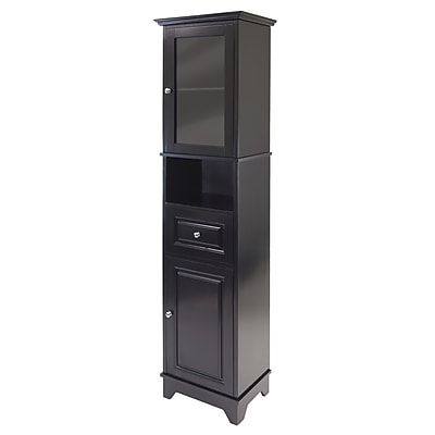 Winsome 1-Drawer, 4-Shelf Wood Alps Tall Cabinet with Glass Door, Black (20871) Sansujyuku sansujyuku.com