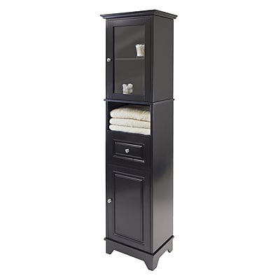 Winsome 1-Drawer, 4-Shelf Wood Alps Tall Cabinet with Glass Door, Black (20871) Sansujyuku sansujyuku.com