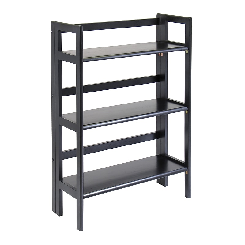 Winsome Solid/Composite Wood 3-Tier Folding and Stackable Shelf, Black image 1