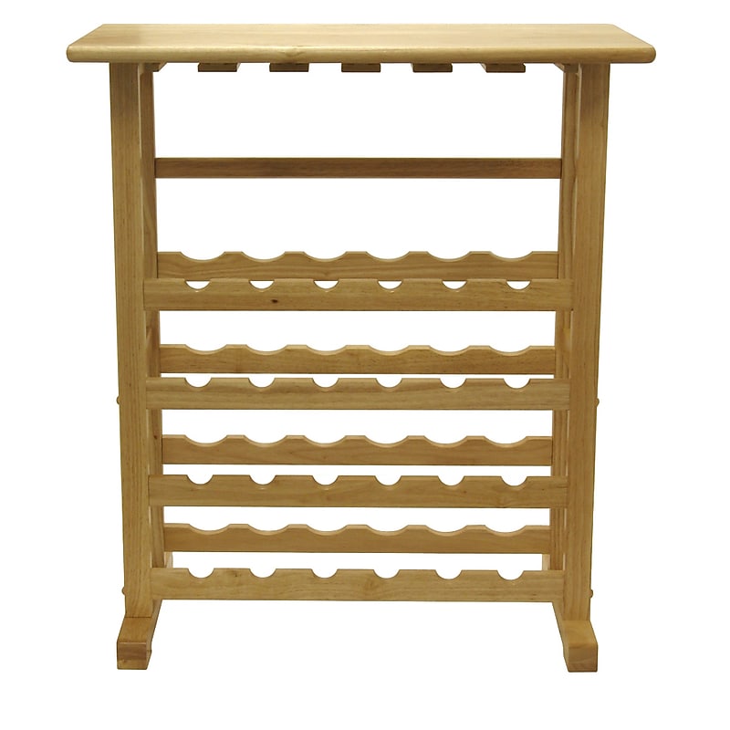 Winsome 35.67" x 31 1/2" x 16.22" Wood 24-Bottle Wine Rack With Glass Rack, Beech (83024) image 1