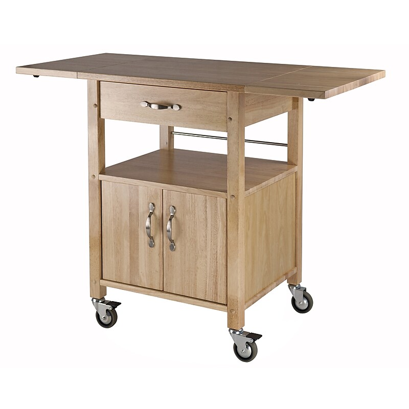 Winsome Wood/Veneer Mobile Kitchen Cart with Lockable Wheels, Beech (84920) image 1