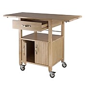 Winsome Wood Double Drop Leaf Kitchen Cart With 1-Drawer, Cabinet and Shelf, Beech