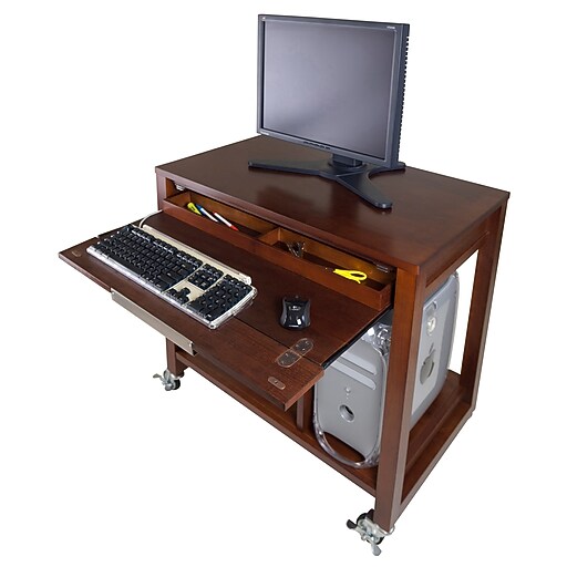 Winsome Standard Rolling Computer Desk with Casters, Antique Walnut