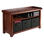 Winsome Verona Solid/Composite Wood Storage Bench With 3 Foldable Fabric Baskets, Walnut/Black~#|#~m006963513_sc7