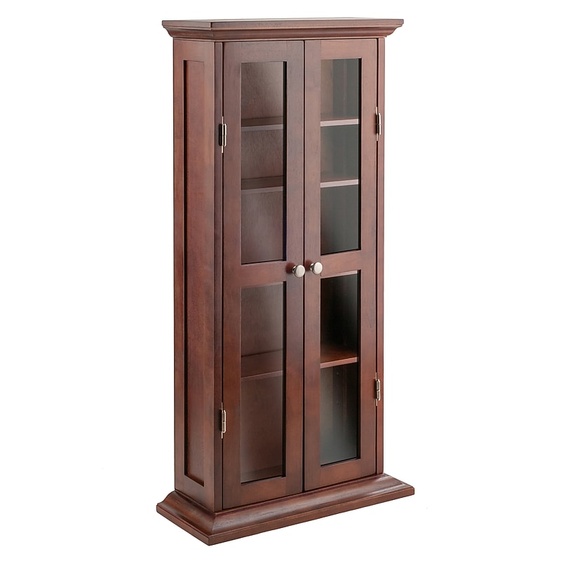 Winsome Wood DVD/CD Cabinet, Antique Walnut (94944) image 1