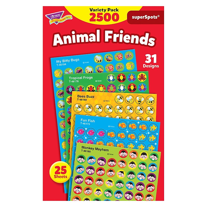 Trend Animal Friends superSpots Stickers Variety Pack, 2500 CT (T-46915) image 1