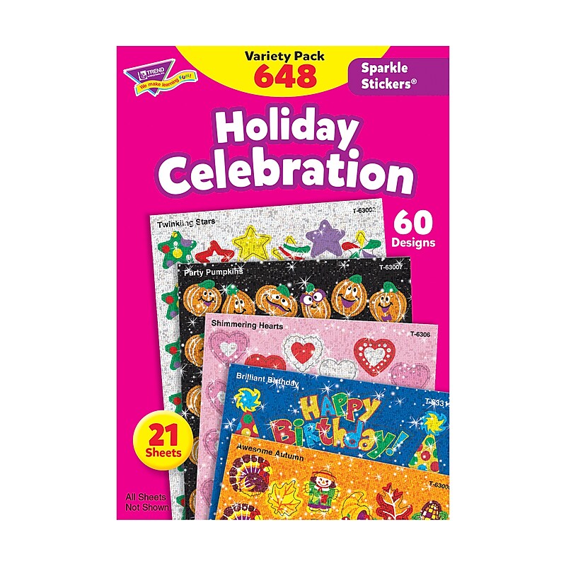 Trend Holiday Celebration Sparkle Stickers Variety Pack, 648 CT (T-63903) image 1