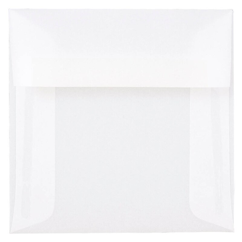 JAM Paper 5 x 5 Square Translucent Vellum Invitation Envelopes, Clear, 50/Pack (31032I) image 1