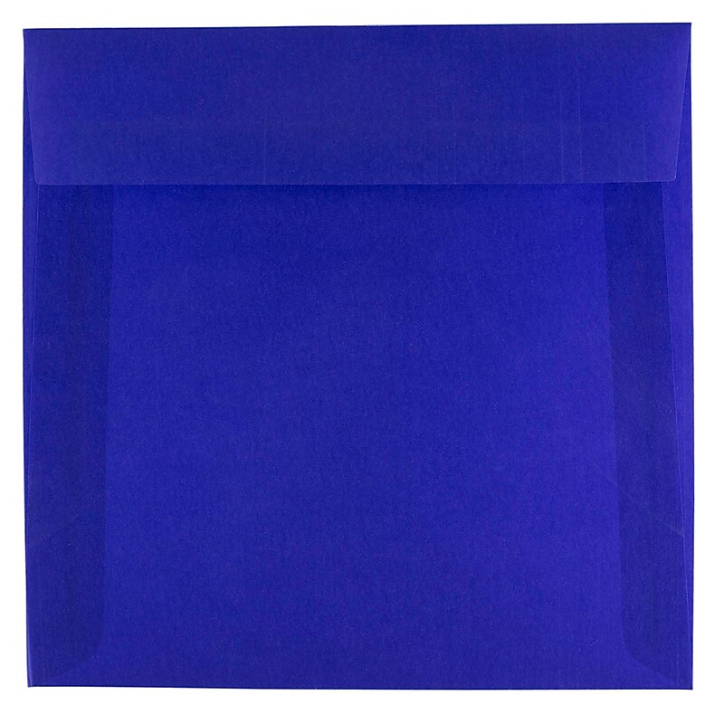 JAM Paper 6.5 x 6.5 Square Translucent Vellum Invitation Envelopes, Primary Blue, Bulk 250/Box (PACV527H) image 1
