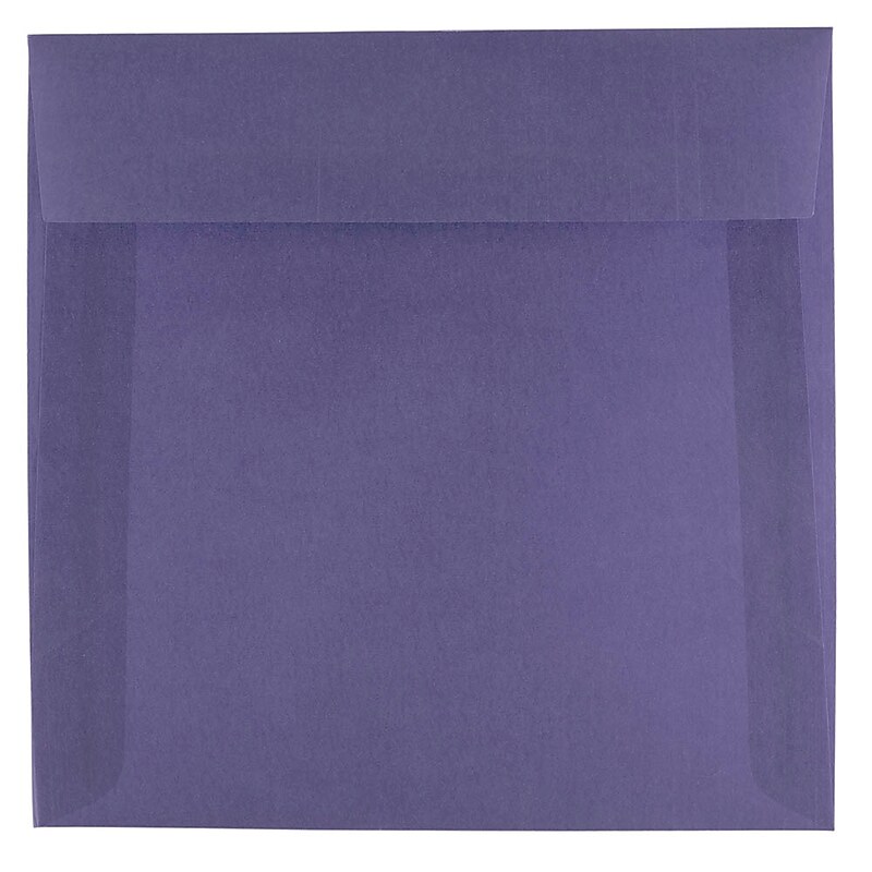 JAM Paper 6.5 x 6.5 Square Translucent Vellum Invitation Envelopes, Wisteria Purple, 25/Pack (1592113) image 1