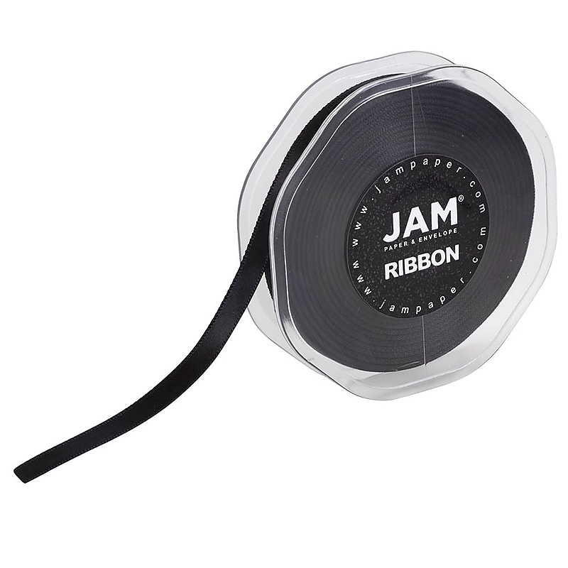 JAM Paper Double Faced Satin Ribbon, Black (803SABL25) image 1
