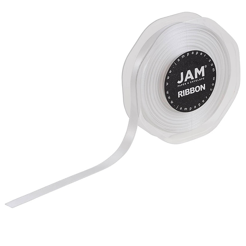 JAM Paper Double Faced Satin Ribbon, White (803SAWH25) image 1