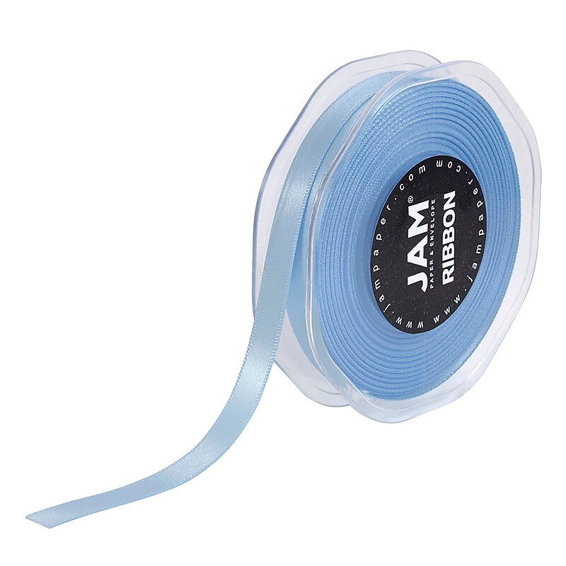 JAM Paper Double Faced Satin Ribbon, Baby Blue (803SALTBU25) image 1