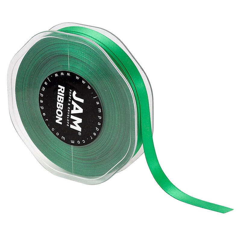 JAM Paper Double Faced Satin Ribbon, Emerald Green (803SAEMGR25) image 1