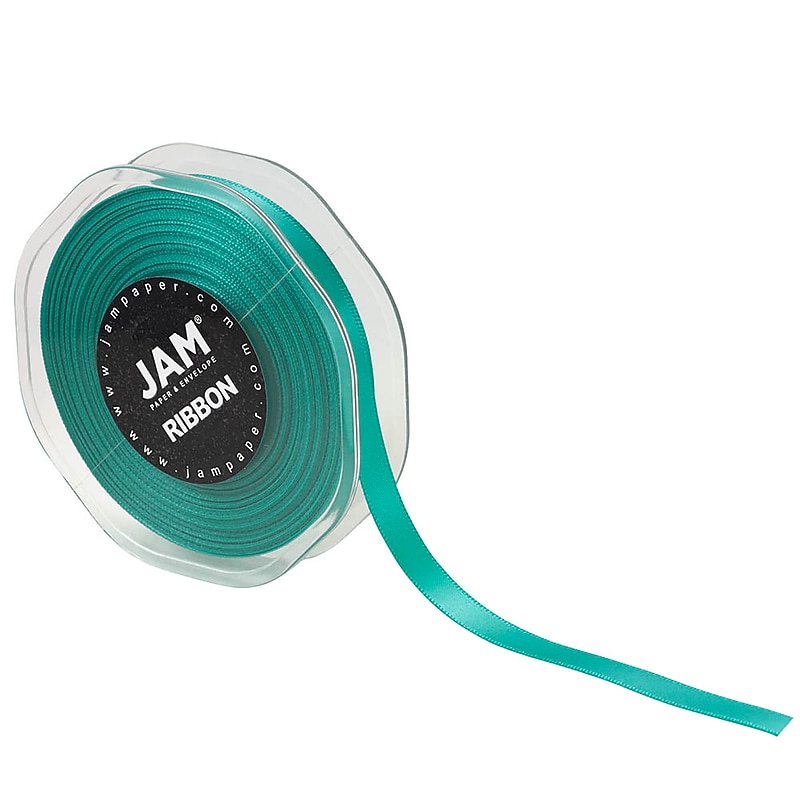 JAM Paper Double Faced Satin Ribbon, Teal Blue (803SATIBU25) image 1