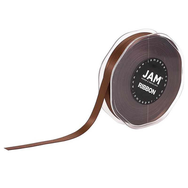 JAM Paper Double Faced Satin Ribbon, Chocolate Brown (803SACHB25) image 1