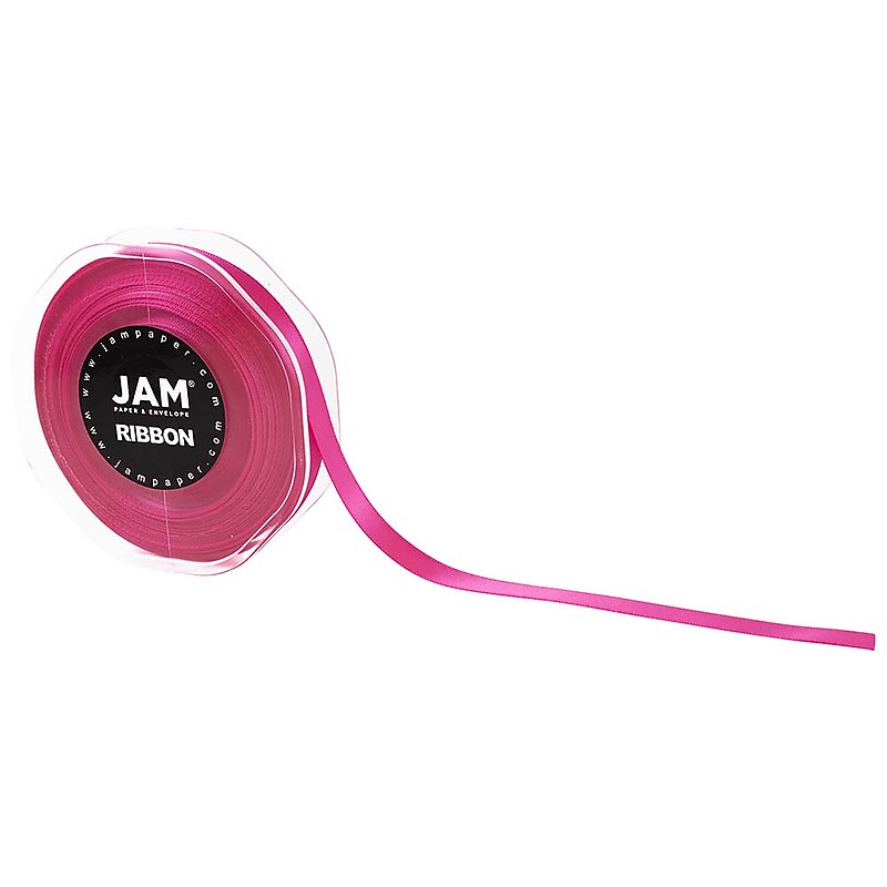 JAM Paper Double Faced Satin Ribbon, Shocking Pink (803SASHPI25) image 1