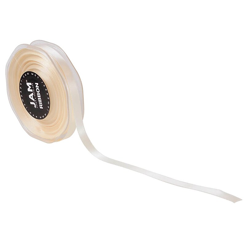 JAM Paper Double Faced Satin Ribbon, Ivory (803SAIV25) image 1