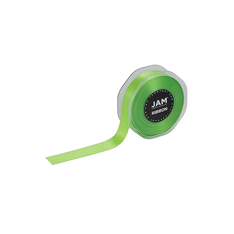 JAM Paper Double Faced Satin Ribbon, Lime Green (807SALIGR25) image 1
