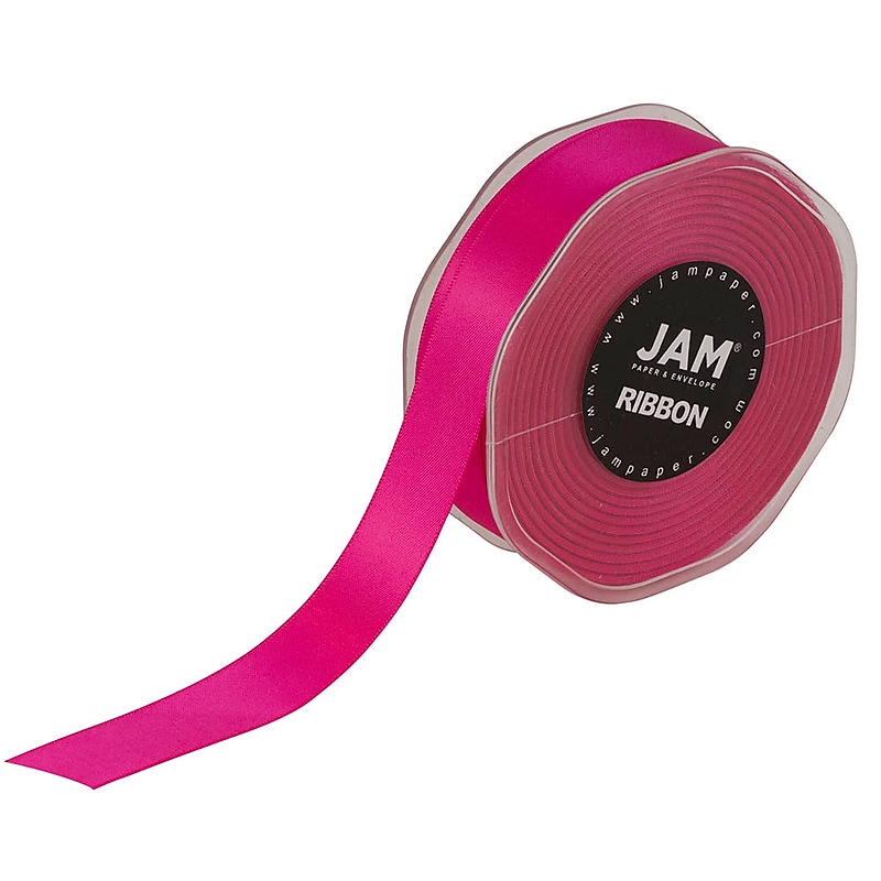 JAM Paper Double Faced Satin Ribbon, Shocking Pink (807SASHPI25) image 1